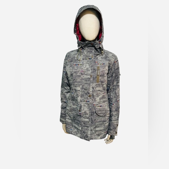Roxy Dry Flight 10K Thinsulate Gray Patterned Snowboarding Ski Jacket Size Small - Picture 1 of 16